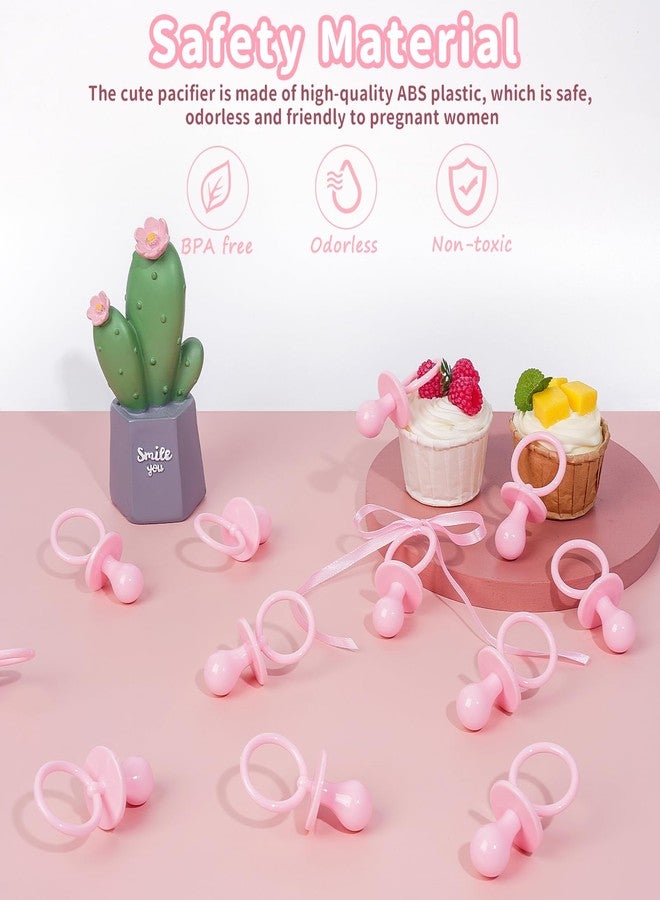 ZYFLSQ 50 Pacifiers for Baby Shower Game Girl, 2.75’’ Plastic Pacifiers Baby Shower Game, Bulk Baby Shower Pacifiers for Gender Reveal Baby Shower Decoration DIY, Table Scatter, Baby Shower Favors (Pink) - Image 4